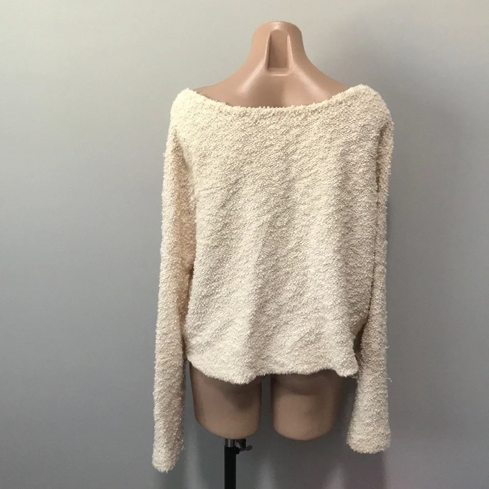 Free People Popcorn Knit Sweater Cream Ivory Small